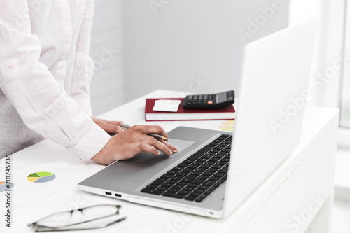Business man working in a office desktop
