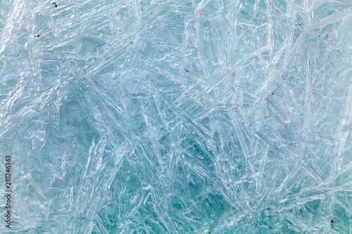 Beautiful abstract blue ice texture. Winter background