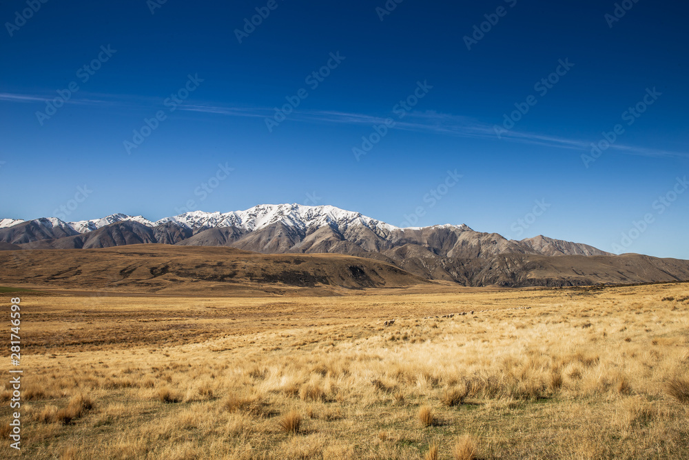 landscape with mountains and blue sky