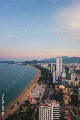 View of the coast and city of Nha Trang Vietnam