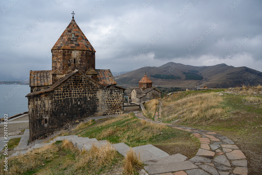The ancient monastery is located on the top of the mountain, the