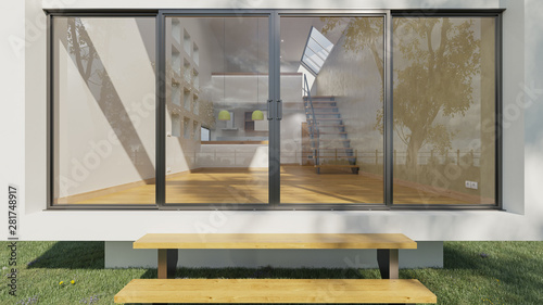 Empty Open Plan House in Broad Daylight 3D Rendering
