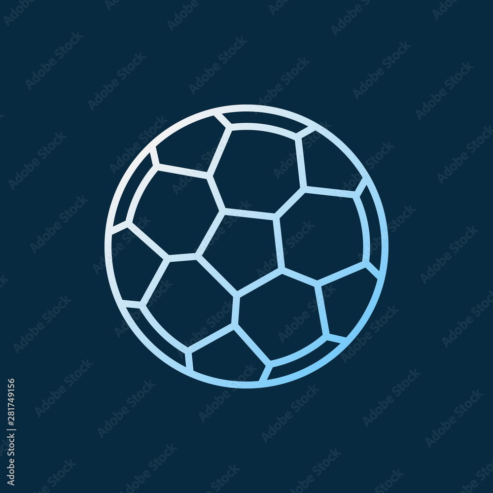 Soccer ball vector linear colored concept icon. Football ball outline symbol on dark background