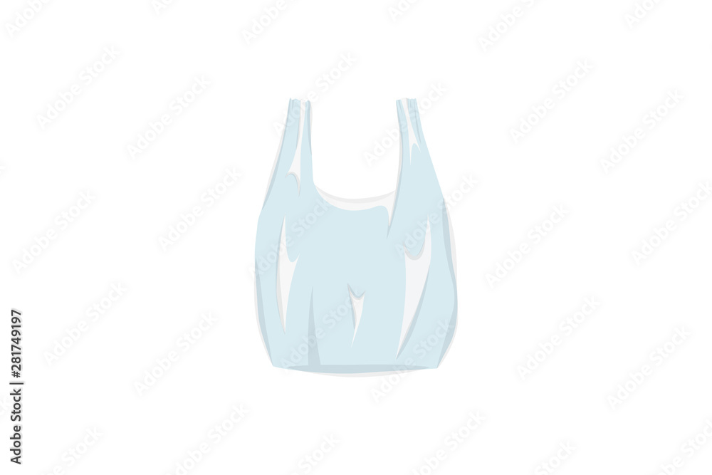 Plastic bag vector blue single use design element isolated on white background Plastic bag vector blue single use design element isolated on white background