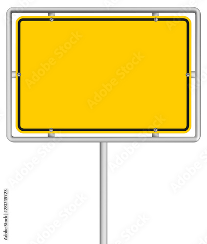 blank yellow road sign isolated on white