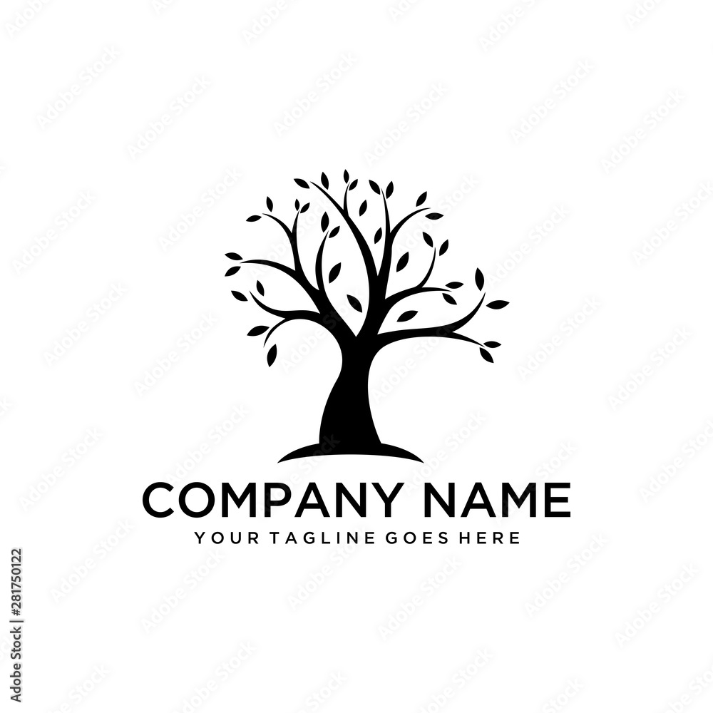 The illustration of a shady tree with many leaves signifies good and definite growth logo design