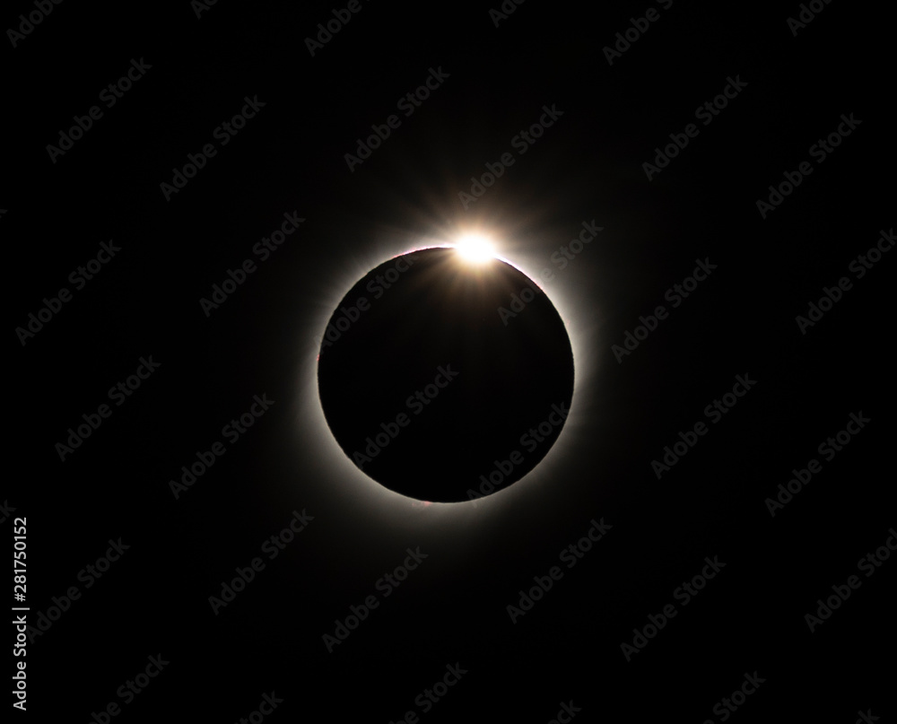 Solar Eclipse Seconds Before Totality Seen From Vacuna Chile on July 2, 2019.