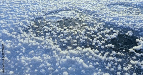 Ice on frozen lake in winter, Teshikaga, Hokkaido, Japan photo