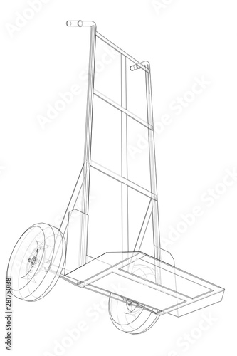 Outline delivery trolley or hand truck. Vector