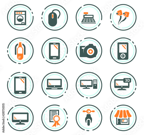 Supermarket electronic icons set