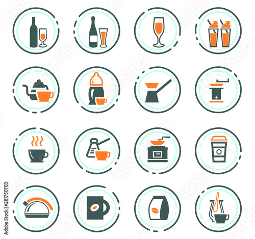 Utensils for the preparation of beverages icons