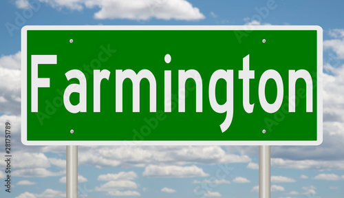 Rendering of a green highway sign for Farmington New MExio photo