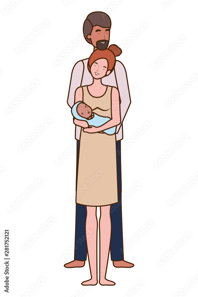 Isolated mother and father with baby design Isolated mother and father with baby design