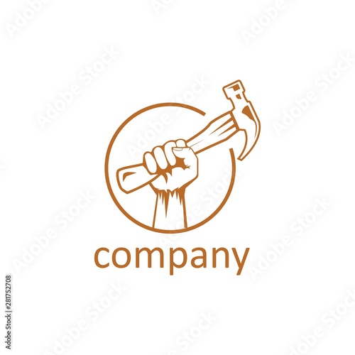 hand and hammer logo design template.Construction logo design company inspiration