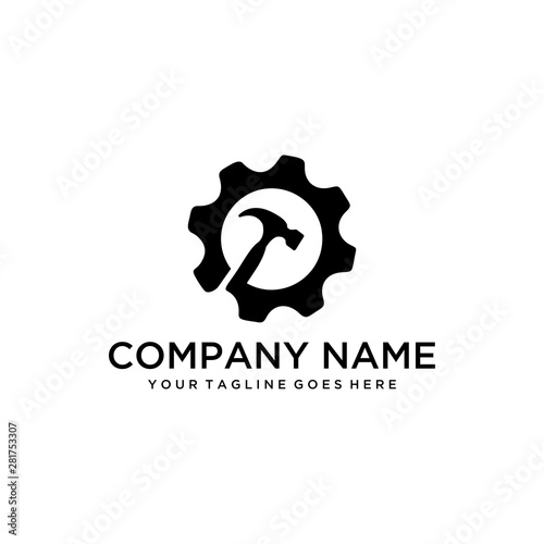 Hammer with gear  for Repair company specialist logo