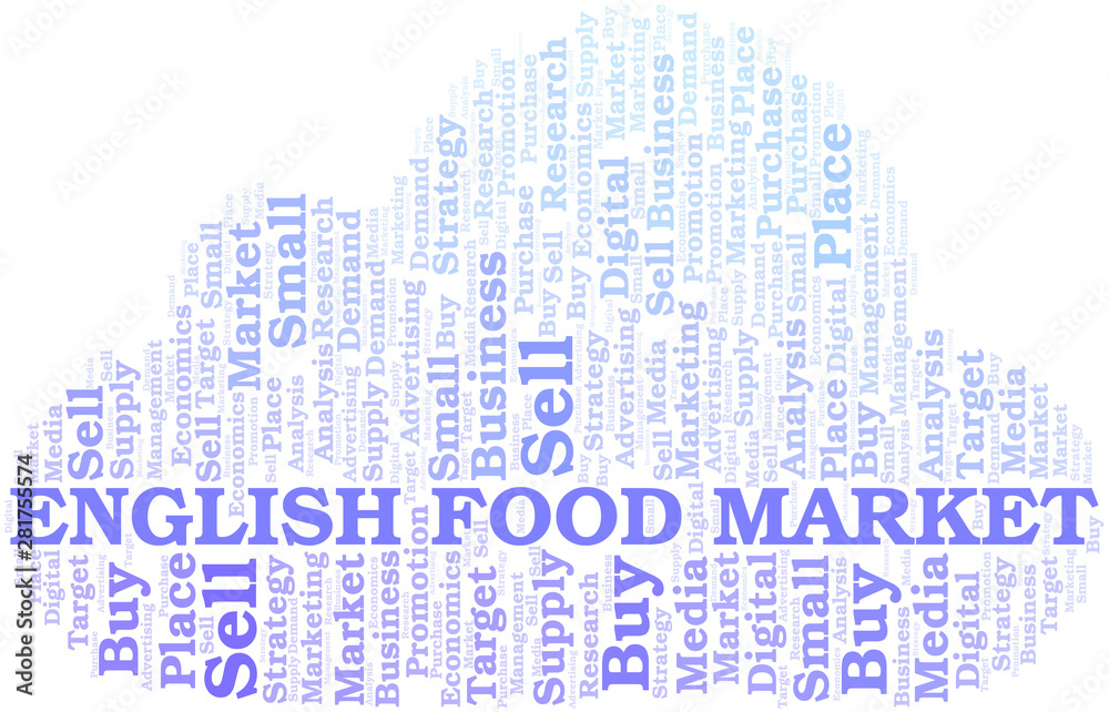 Obraz premium English Food Market word cloud. Vector made with text only.