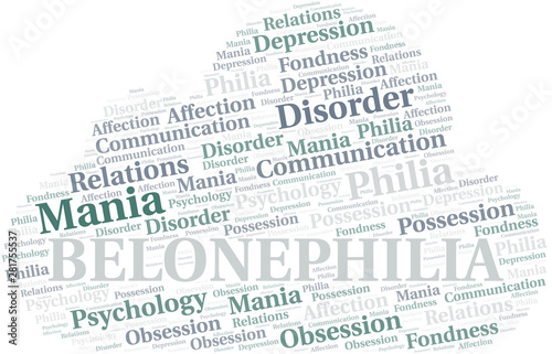 Belonephilia word cloud. Type of Philia.