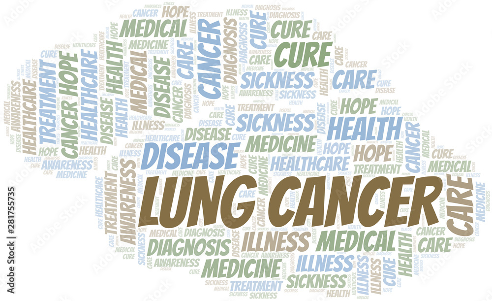 Lung Cancer word cloud. Vector made with text only.