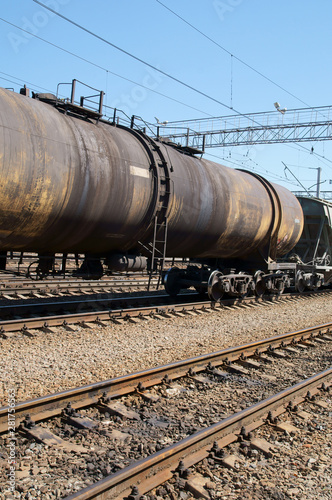 Freight trains on city cargo terminal