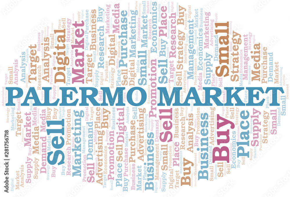 Palermo Market word cloud. Vector made with text only.