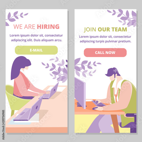 Online Hiring Agency Vector Web Banner Template