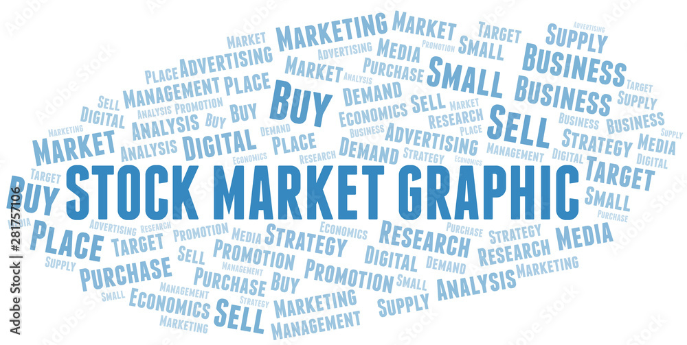 Stock Market Graphic word cloud. Vector made with text only.