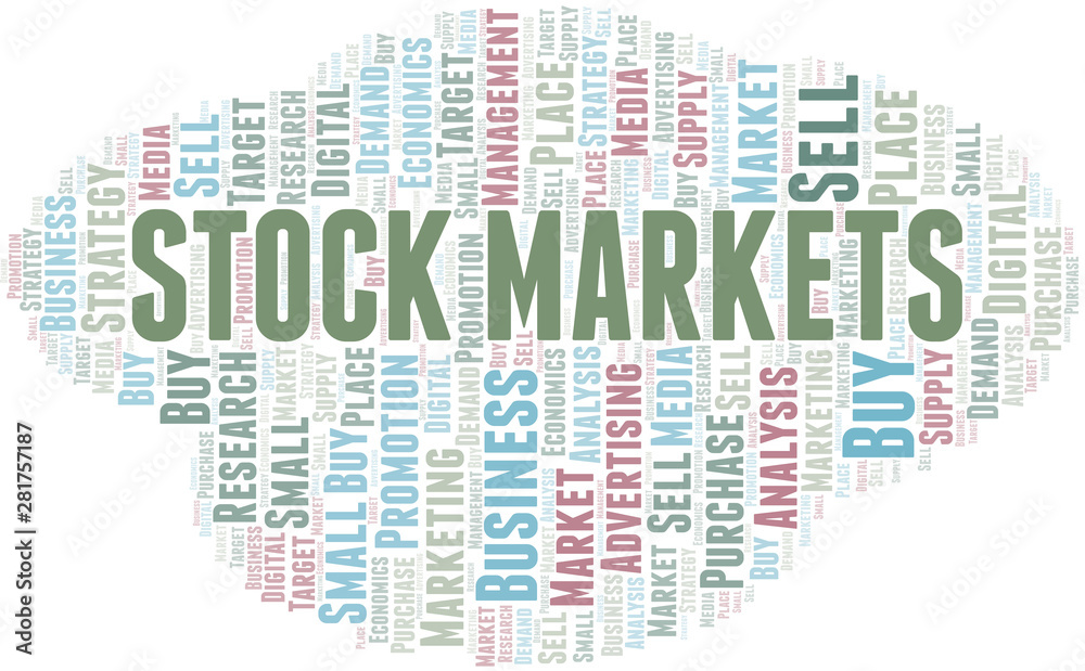 Fototapeta premium Stock Markets word cloud. Vector made with text only.