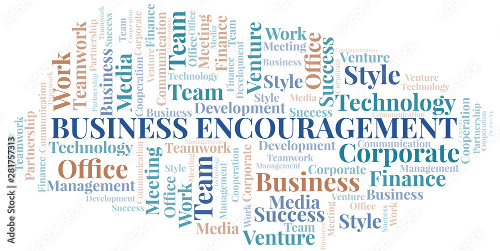 Obraz premium Business Encouragement word cloud. Collage made with text only.