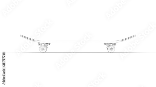 3D rendering of a skateboard isolated in white studio background photo