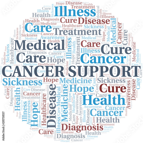 Cancer Support word cloud. Vector made with text only.