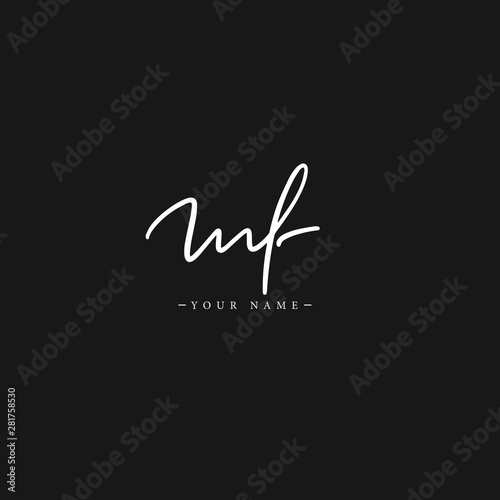 M F Initial handwriting logo