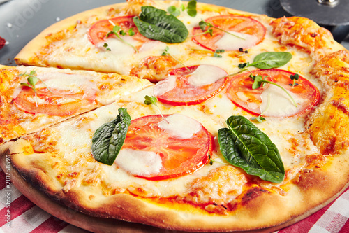 Pizza Margarita or Margherita with Tomatoes photo