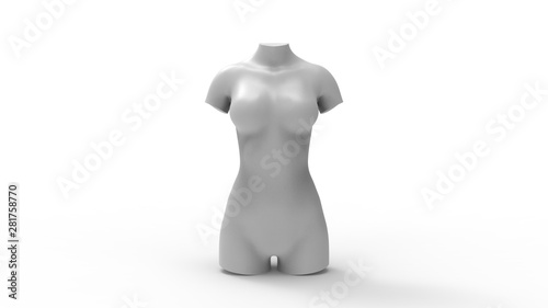 3D rendering of a female torso isolated in white studio background