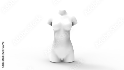3D rendering of a female torso isolated in white studio background