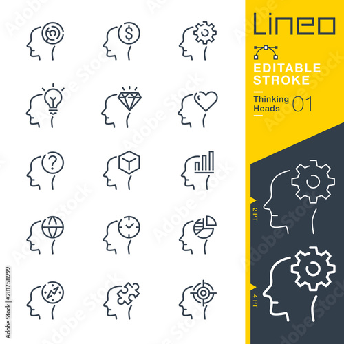 Lineo Editable Stroke - Thinking Heads line icons
