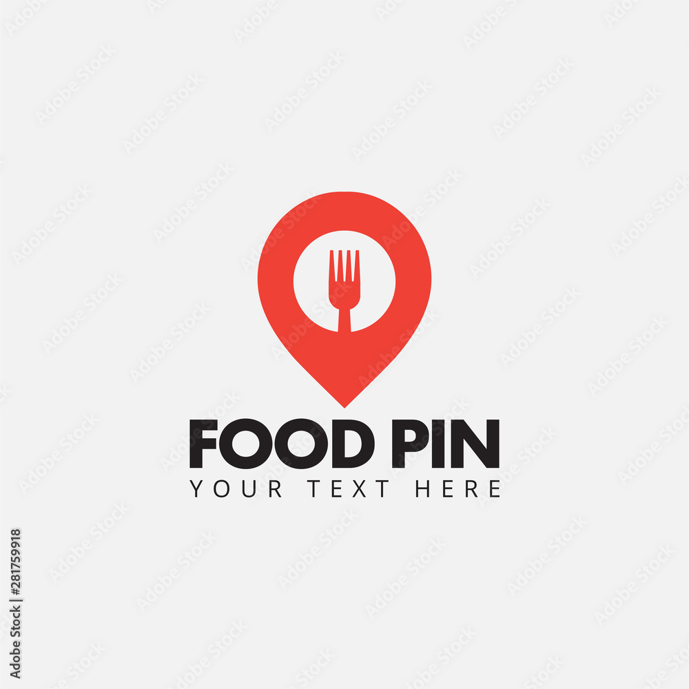 Obraz premium Food pin logo design template vector isolated