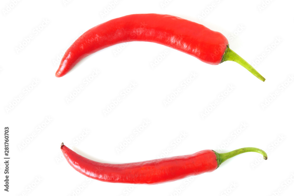 Red paprika pepper isolated on white background