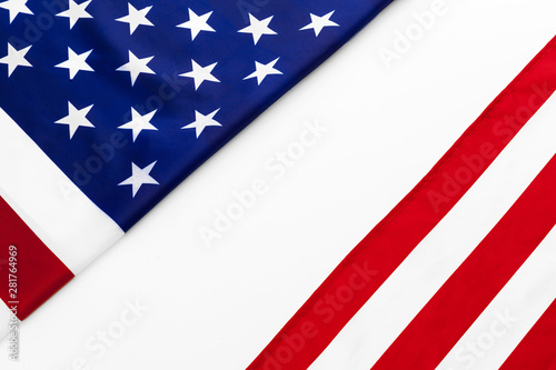 Close up of American flag USA on plain background