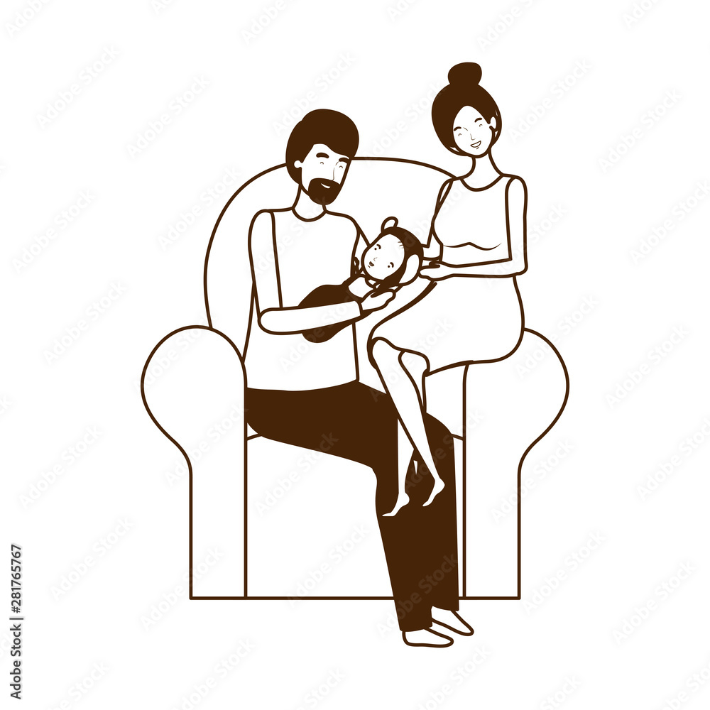 Isolated mother and father with baby design Isolated mother and father with baby design