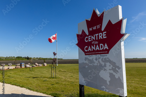 Sign of the center of Canada in Manitoba photo