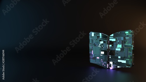 Photography science fiction metal symbol of book open icon render