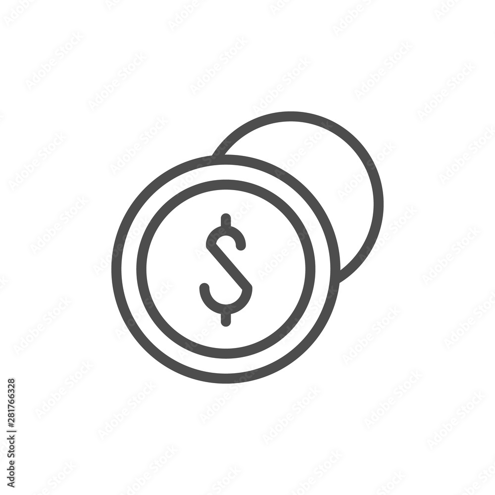Dollar coins line icon and money concept Dollar coins line icon and money concept
