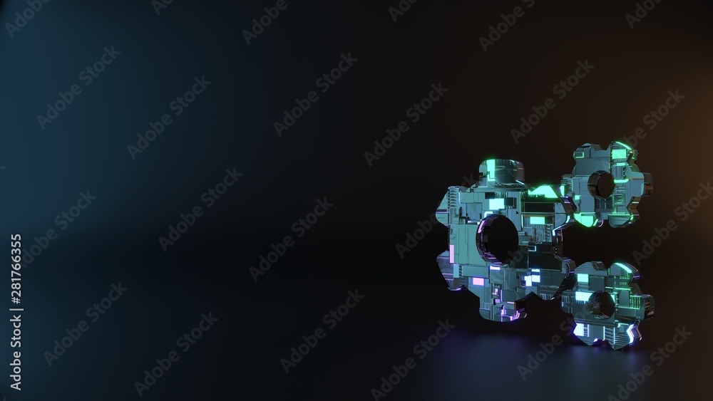 science fiction metal symbol of cogwheels icon render science fiction metal symbol of cogwheels icon render