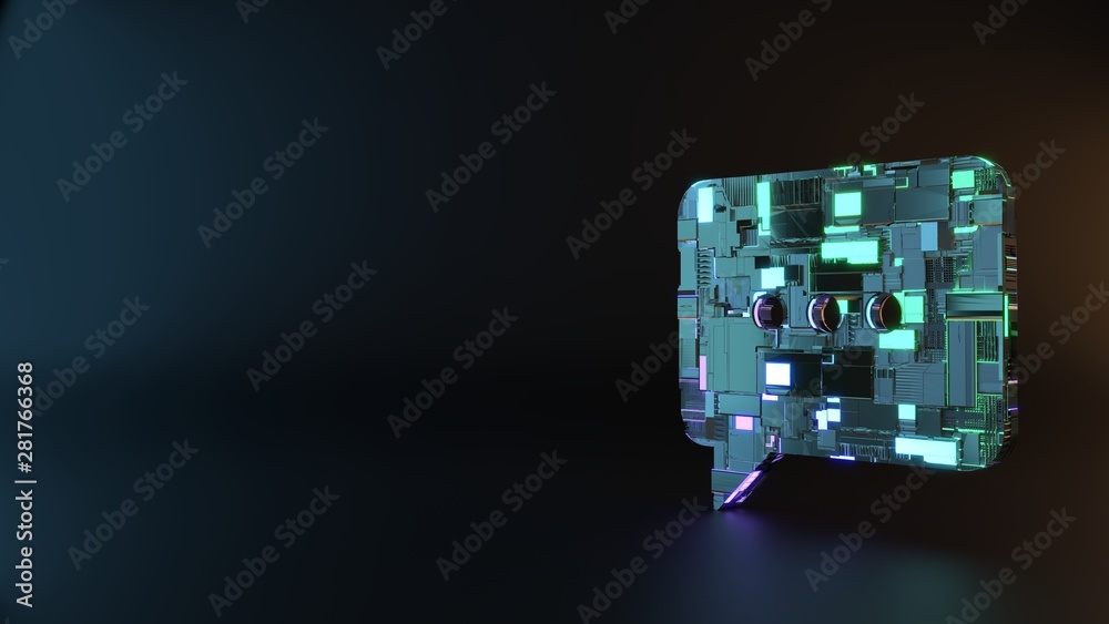 science fiction metal symbol of chat bubble icon render science fiction metal symbol of chat bubble icon render