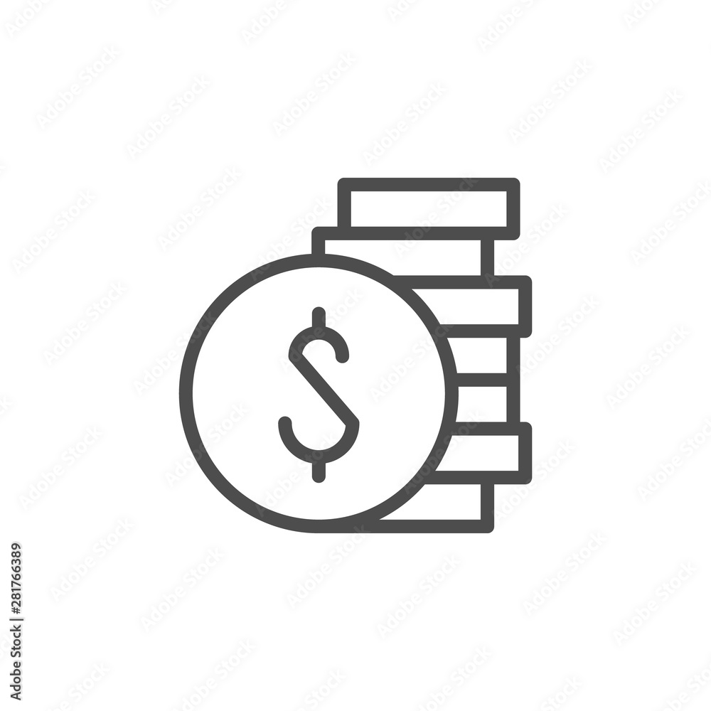 Dollar coins line icon and money concept Dollar coins line icon and money concept