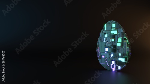 Canvas Print science fiction metal symbol of egg icon render