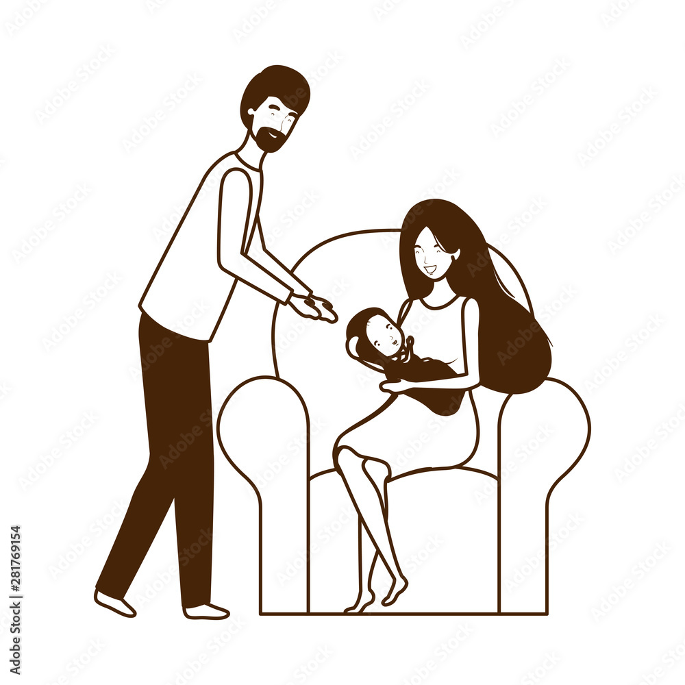 Isolated mother and father with baby design Isolated mother and father with baby design