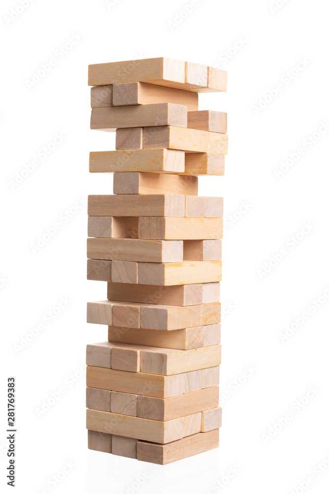 Close up blocks wood game on white background. Close up blocks wood game on white background.