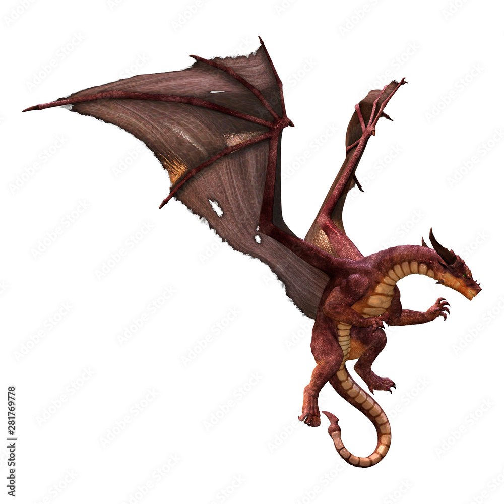 3D Rendering Fairy Tale Dragon on White 3D Rendering Fairy Tale Dragon on White