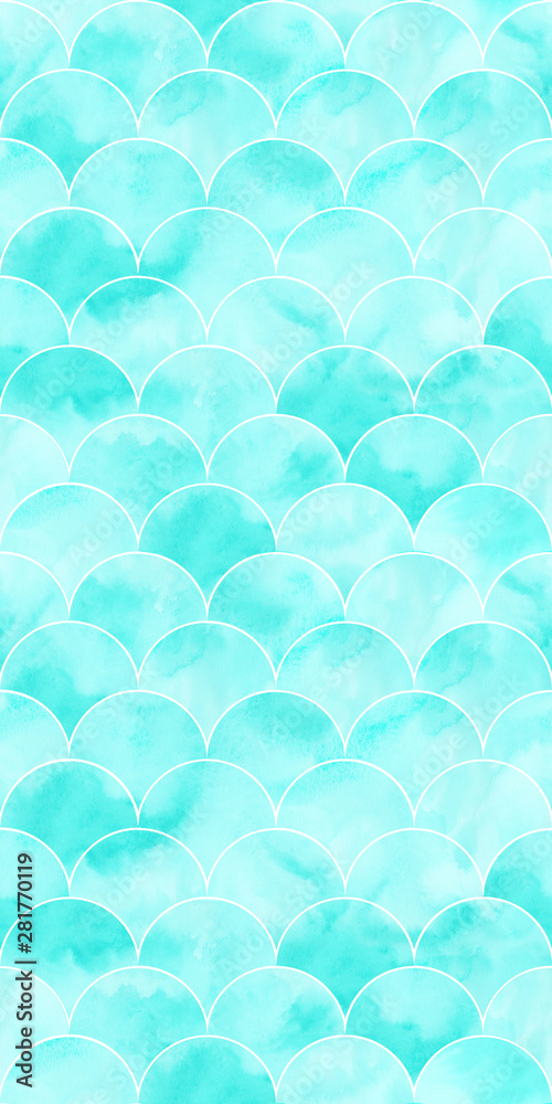 Turquoise sea wave geometric texture. Fish scale seamless pattern. Turquoise sea wave geometric texture. Fish scale seamless pattern.
